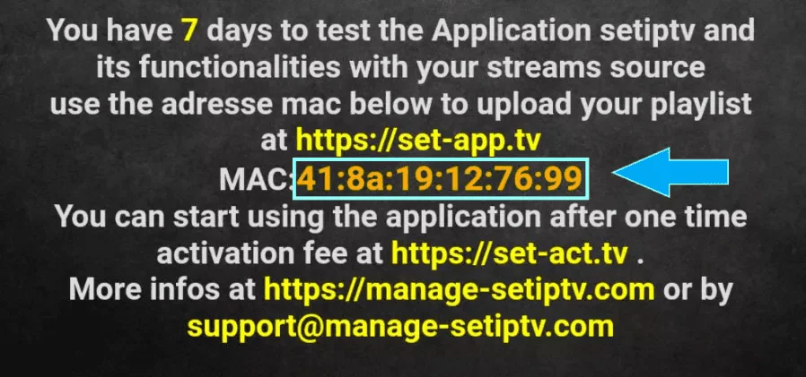 MAC Address displayed in IBO Player app